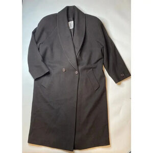 Vintage 1990s Jones New York Taupe Brown Wool Long Trench Coat Sz Large